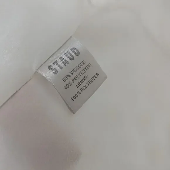 Staud White Floral Lana Cropped Long Sleeve Blouse Size 8 - Picture 8 of 8